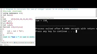 Calculate Sum of Array Values Using Pointers