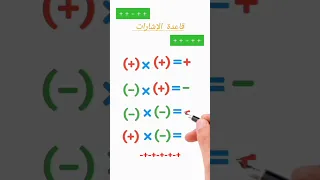 قاعدة الإشارات ضرب الأعداد السالبة و الموجبة الرياضيات 