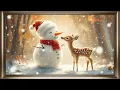 Deer And Snowman TV Art Beautiful Winter Painting For Your TV Screen