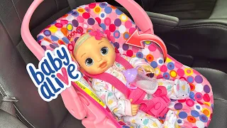 BABY ALIVE Doll packing diaper bag for Grandmas house