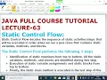 JAVA LECTURE - 63 Static Control Flow Static Variables Static Block And Method EnhanceCodeLearning