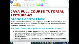 JAVA LECTURE - 63 Static Control Flow Static Variables Static Block And Method EnhanceCodeLearning
