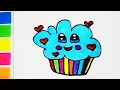 Cupcake Coloring Pages for Kids How to draw a cute cupcake Surprise Coloring