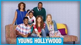 on set of k c undercover with zendaya and cast mates