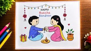 Raksha Bandhan Drawing ❤️ | Easy Brother Sister Drawing