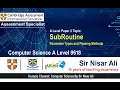 Subroutine Parameter Passing types and Method A Level CS 9618 P2