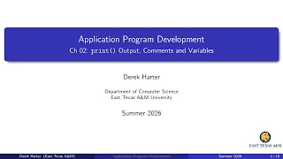 Ch 02 secs 1-5 print Output Comments and Variables