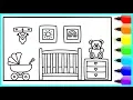 Nursery Drawing Painting - Baby Room Coloring Page Cartoon for Kids Toddlers
