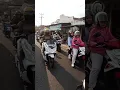 Dum trucks cut the road when it's congested with vehicles