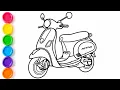 How to Color a Scooty Step by Step for Kids Easy Scooty Drawing and Coloring