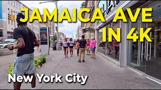 NYC Walk Jamaica Avenue Queens in 96 F Heat Wave Sutphin Blvd to 165th St 4K POV