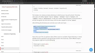 Python Programming MOOC 2026 - Part 5 3 1 Dictionary