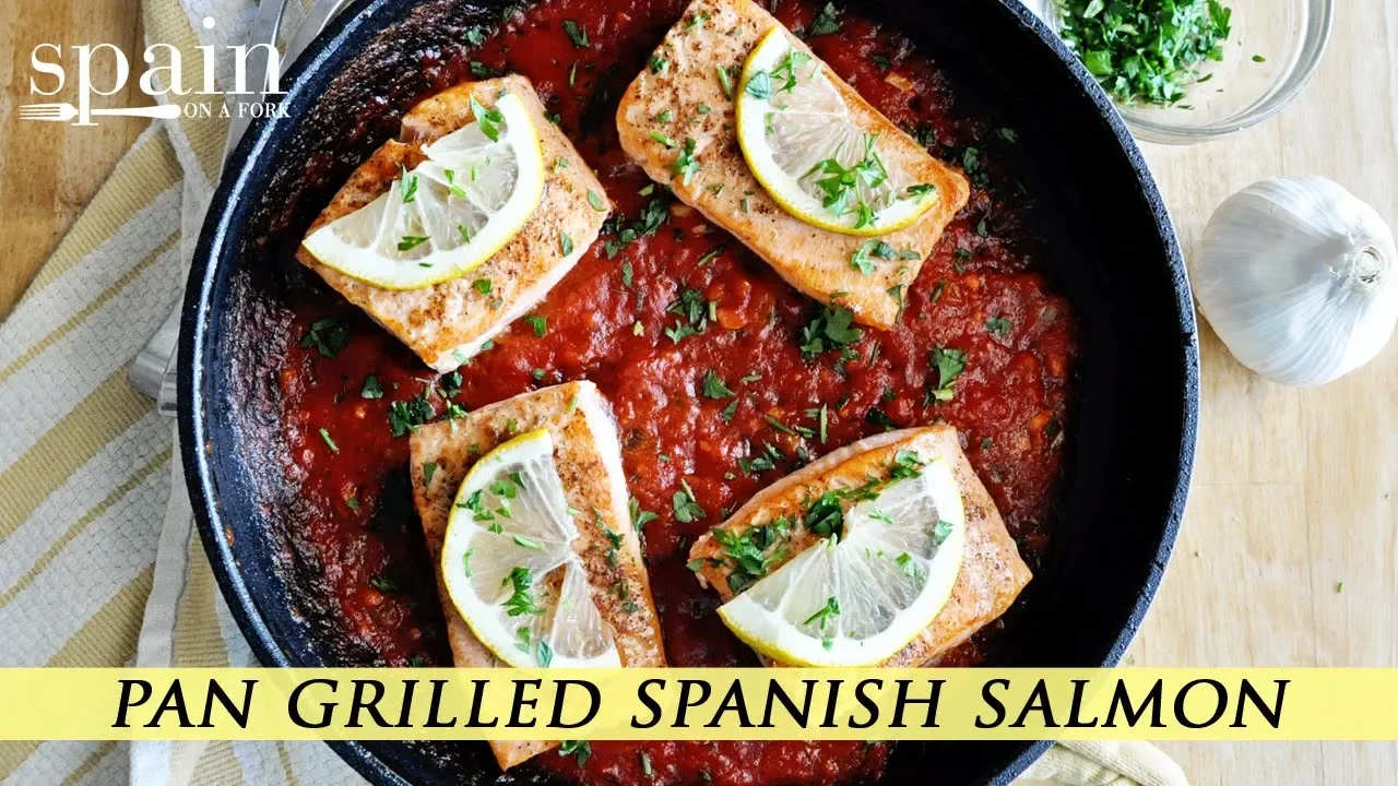 Pan Grilled Spanish Salmon with Tomato Sauce