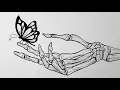 How to draw a skeleton hand with butterfly Skeleton drawing