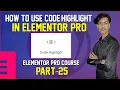 How to use code highlight in Elementor Pro Elementor Pro code highlight tutorial in