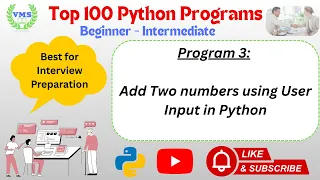 Python Program 003 Add Two Numbers Using User Input Python Basics