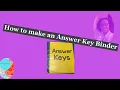 How to Make an Answer Key Binder High School Teacher