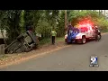 Car crashes onto property in Eugene