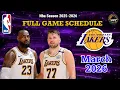 LOS ANGELES LAKERS SCHEDULE MARCH 2026 Lakers Full Games Schedule Lakers update