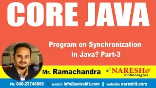 Program on Synchronization in Java Part-3 Core Java Tutorial by Mr Ramachandra