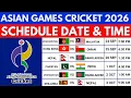 Asian Games 2026 cricket Full Schedule All Matches Dates Fixtures Asian games 2026