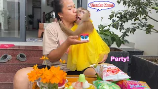 LYLY the monkey was touched by the surprise outdoor party her mother organized for her