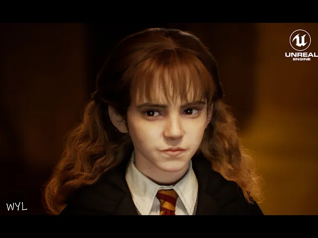 3D Young Hermione Granger UE5 Real-Time Render Turntable