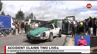 Two Mechanics killed as speeding lorry overturns onto pickup in Kinungi, Naivasha