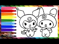 Draw and Color KUROMI and MY MELODY Drawings for Kids