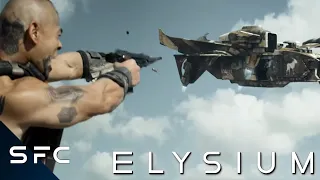 elysium action sci fi movie awesome fight scene exoskeleton