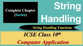 String Handling In Java String Function ICSE 10th Computer Application