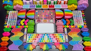 Mixing EVERY Single Makeup Palette & Rainbow Wave Into White Slime! #1420