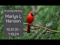 Marlys L Hanson Funeral