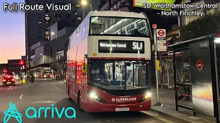 Full Route Visual London Bus Route SL1 Walthamstow Central - North Finchley E400HCity HA6