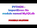 PYTHON ImportError No module named MySQLdb