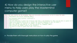 Programming Project A Mastermind Computer Game by 20007415