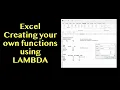 Excel Creating Your Own Functions Using the LAMBDA Function