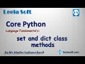 Learn Python in Telugu Python set class and dict class methods LeelaSoft - Madhu sir