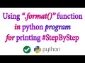 Format function in Python Explained In Hindi