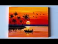 Sunset Painting Sunset Landscape Painting Acrylic Painting Tutorial