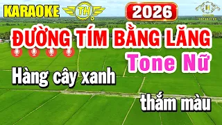 Đường Tím Bằng Lăng Karaoke Tone Nữ ( Am ) Nhạc Sống Hát Dễ Lên Tông | Trọng Hiếu