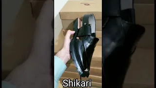 Hande Made Black Patent Shikari Chappal With Double Tyre Sole 0333 5742086 