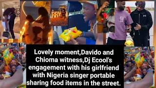 lovely moment davido and his wife witness dj ecools engagement with portable as he share food 