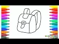 How to Draw a School Bag Coloring Pages Kids Learn Drawing Art Colours for Children