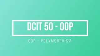 Java Object Orient Programming Polymorphism Java Programming DCIT 50 Tagalog