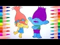 Dreamworks TROLLS Animation Movie 2017 Coloring Poppy and Branch with Colored Markers
