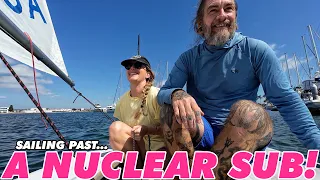 Sailing up to a Nuclear Submarine on a 19ft Sailboat in San Diego Bay