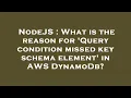 NodeJS What is the reason for Query condition missed key schema element in AWS DynamoDb