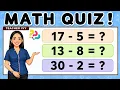 Subtraction Quiz for Kids Easy Math Questions with 5-Second Timer Grade 1 Grade 2