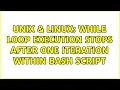 Unix Linux while loop execution stops after one iteration within bash script